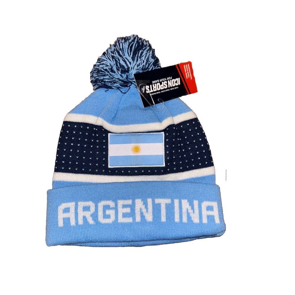 Argentina Beanie Pom Officially Licensed Icon Sports One Size NWT Argentina Flag